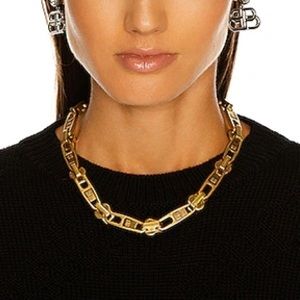 Gold Tone Zip Necklace with BB Motif